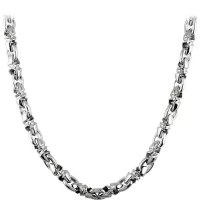 Mens Medium Size Twisted Bullet Link Chain In 14k White Gold 24 Inches • $14805