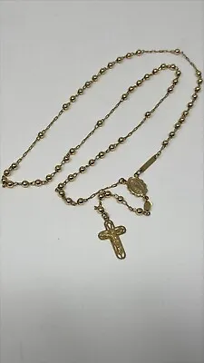 $900 • Buy 10K Yellow Gold Rosary Bead - 17-1/4 , 2mm, 15 Gram - Rosary Beads