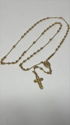 $900 • Buy 10K Yellow Gold Rosary Bead - 17-1/4 , 2mm, 15 Gram - Rosary Beads