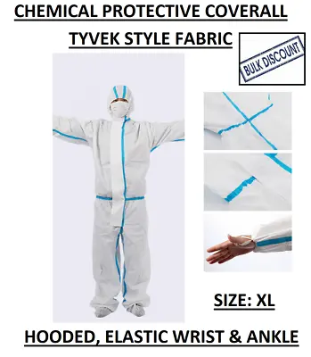 XL Chemical Protective Coverall Disposable TYVEK Safety Suit Hood Taped Seam LOT • $59.99