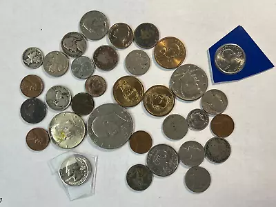 33-U.S.Coin Lot=4-Type Dollars5-SilverKennedyWarIHCBuffaloJeff & V Nickels • $1