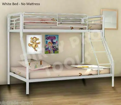 Metal Triple Bunk Bed - Single 3ft - Double Twin Sleeper Memory Mattress Option • £159.99