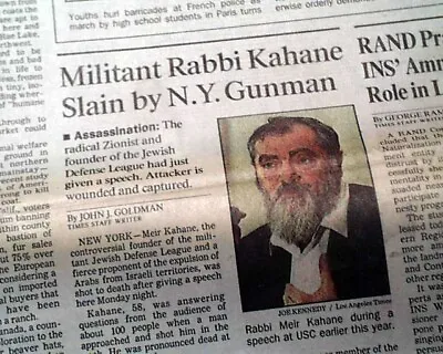 MEIR KAHANE Jewish Jews Antisemitism Militant Rabbi Assassination 1990 Newspaper • $48