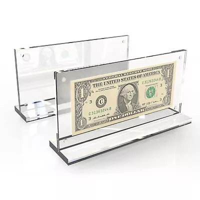 2Pack Acrylic Dollar Bill Display Frame Currency Paper Money Holder Display Case • $19.97