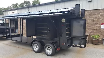 Enclosed BBQ Smoker Grill Trailer Roof Food Truck Concession Mobile Kitchen Fair • $24999