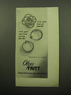 1950 Olga Tritt Gold Knot Pin And Rope Hoop Earclips Advertisement • $19.99