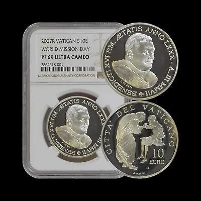 VATICAN CITY. 2007 10 Euro Silver - NGC PF69 - Top Pop 🥇 Mother Theresa WM • $254.99