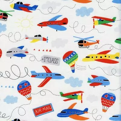 Planes & Helicopters Air Travel  Blue Quilt Sew Fabric TIMELESS TREASURES • $10.99