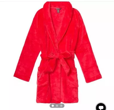 Victoria Secret Plush Red Valentines Cozy Short BathRobe Sz Medium • $20