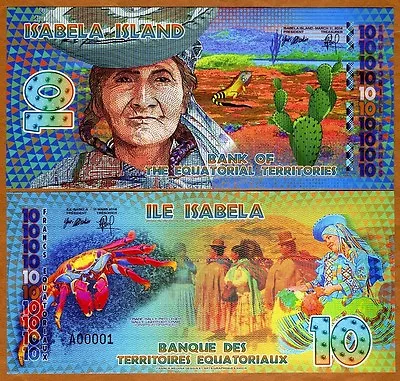 Equatorial Territories Isabela Island Ecuador 10 E Francs POLYMER 2014 UNC • $2.84
