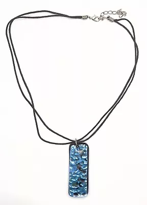 Artisan Foiled Glitter Lampwork Glass Treble Clef Music Note Necklace 18k GP • $26.40