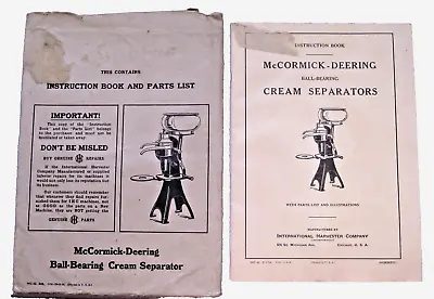 Vintage McCormick-Deering Manual Cream Separator With Parts List & Illustrations • $19.76