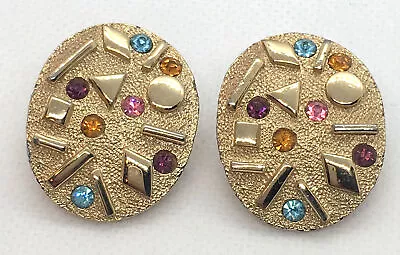 Vintage 1959 *sarah Coventry*  Sultana  Colorful Rhinestones Clip Earrings! • $16