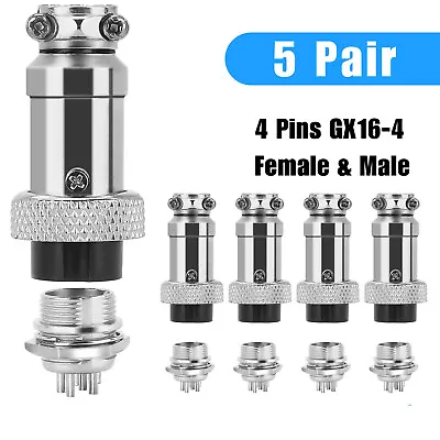 5Sets Aviation Plug 4 Pins Male Female Panel Metal Wire Connector 16mm GX16-4 US • $8.98