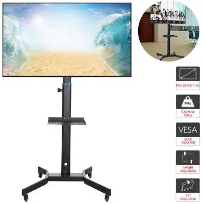£53.99 • Buy Mobile TV Cart Floor Stand Mount Home Exhibition Trolley Television For 23 -55 