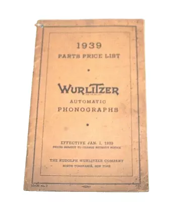 1939 Parts Price List Wurlitzer Automatic Phonographs • $51.44