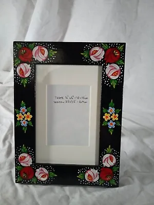 £10 • Buy Black Photo Frame Roses And Castles Hand Painted Barge Ware #01