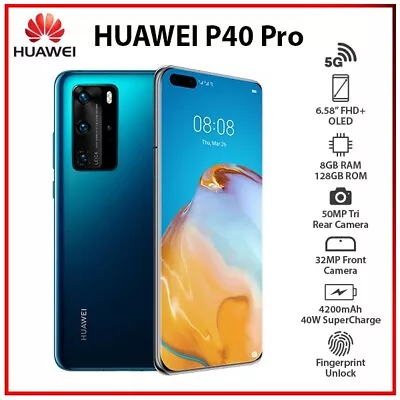 (New&Unlocked) Huawei P40 Pro 5G BLUE 8GB+128GB Dual SIM Android Mobile Phone • $1140