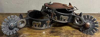 Men’s Cowboy Kneeling @ Cross Boot Spurs With Leather Straps~Steel Brass Custom • $29.99