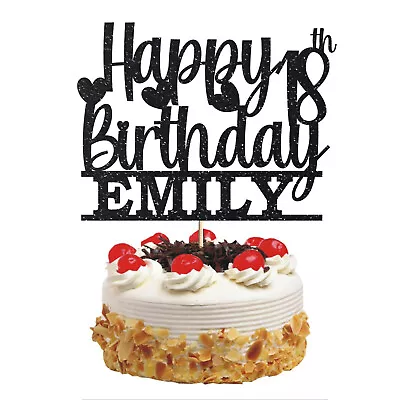 Personalised Happy Birthday Cake Topper Any Age Any Name 17/18th 21st 30th 50th • £2.25