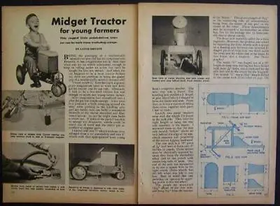 Pedal Powered Midget Tractor 1945 Vintage How-To Build PLANS • $8.79