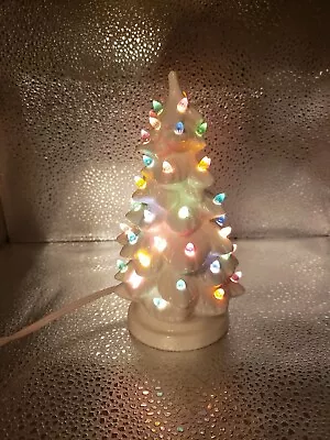 Vintage White Ceramic Christmas Tree 7  Lighted - 1980’s • $39.99