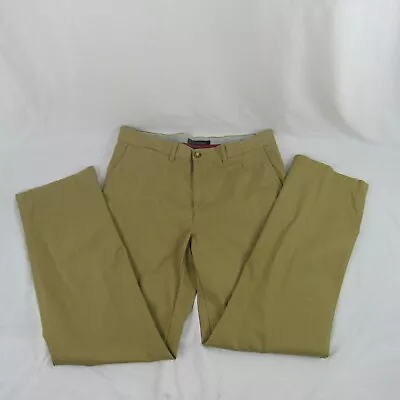 TOMMY HILFIGER Men's Flat Fronts Pants 34 X 30 Red MERCER CHINO Straight Leg A3 • $22