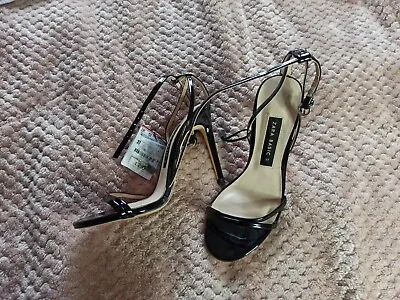 New! Zara Basic Black Strappy Slingback Heeled Sandals Women's Size 4 EU 3724cm • £45.95