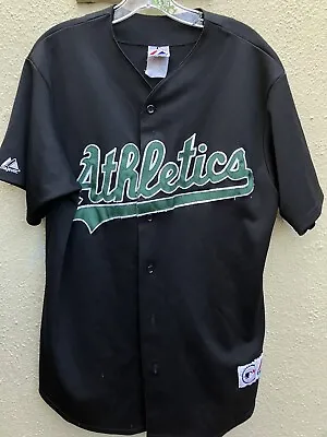 Vintage Majestic Oakland Athletics A's Jersey  Black  L Or XL Made In USA MLB • $50