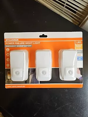 Sylvania LED Plug In Night Lights (3) PACK Backup Battery Dusk Dawn Motion Sense • $15