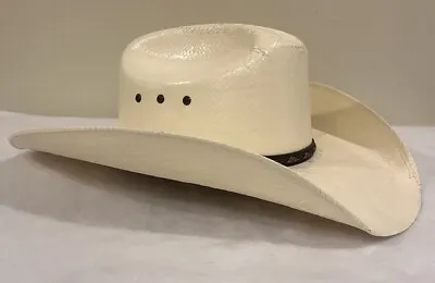 Justin Ivory Hard Straw 10X Mens Cowboy Rodeo Western Hat Milano Hat Co SZ 7 1/4 • $39.99