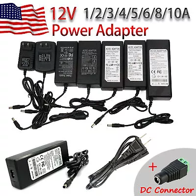 US AC To DC 12V 1/2/3/4/5/6/8/10A Power Supply Adapter For LED Strip CCTV Camera • $7.99