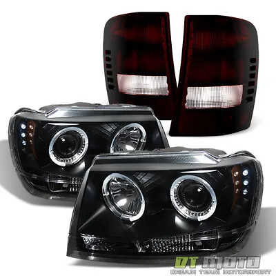 $199.99 • Buy For 1999-2004 Jeep Grand Cherokee LED Halo Headlights+Red Smoke Tail Brake Lamps