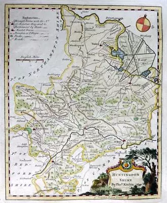 HUNTINGDONSHIRE CAMBRIDGE  BY THOMAS KITCHIN C1770  GENUINE COPPER ENGRAVED MAP  • £39.99