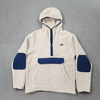 The North Face Jacket Mens Small White Campshire Hoodie Sherpa Half Zip Pullover • $39.99