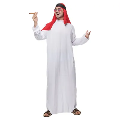 £23.39 • Buy Mens Arab Costume Shiek Sultan Arabian Fancy Dress Outfit Robe