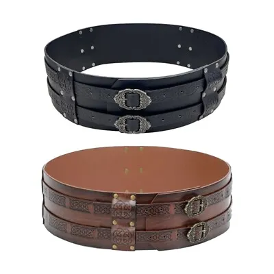 Medieval Faux Leather Belt Cosplay Costume Armors Belt Wide Belt • £22.81