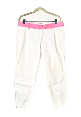 J.Crew Scout Womens Sz 12 Off White Pink Waist Chino Capri Pants NWT • $16.80