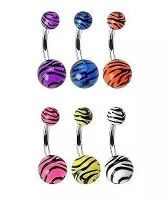 £1.80 • Buy Tiger / Zebra Print - Belly Bar - Choose Colour -  6mm 8mm 10mm 11mm 14mm 16mm