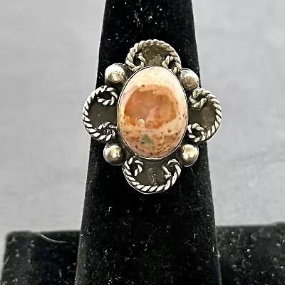 Vintage Sterling Silver Mexican Fire Opal Ring • $95