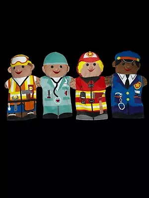 Melissa & Doug Hand Puppets Career Jolly Helpers Police Doctor Fireman Handyman • $15