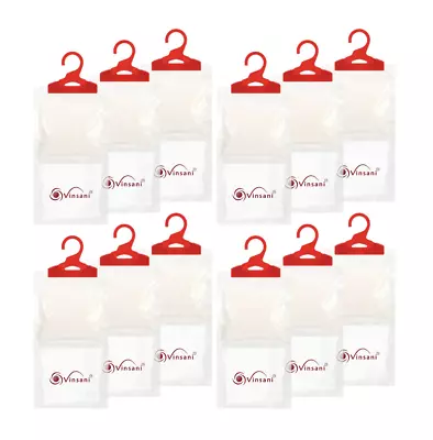 Vinsani® Pack Of 12 Hanging Wardrobe Dehumidifier Bags 210g • £13.99