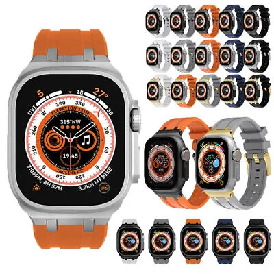 $21.84 • Buy Silicone Strap Suitable For Apple Watch Ultra 49mm Series 8 7 6 5 Mod Kit Strap