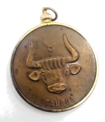 Vintage Taurus Zodiac Framed Coin Necklace No Chain • $15.27