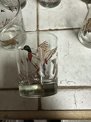 (4) Vintage Libbey Glass Mallard Duck Hunting Lodge Bar Whiskey Low Ball Glass • $29.99