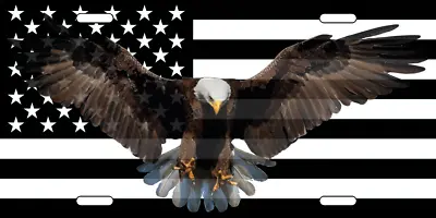  American Flag License Plate Bald Eagle Black And White Flag • $12.79