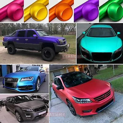 Stretch Car Satin Matte Chrome Metallic Vinyl Wrap Sticker Decal Strip Decors US • $95.39