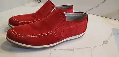 Shoes Men Casual Leather Italian La Mia Valentina Red Suede Size 41 • $39.99