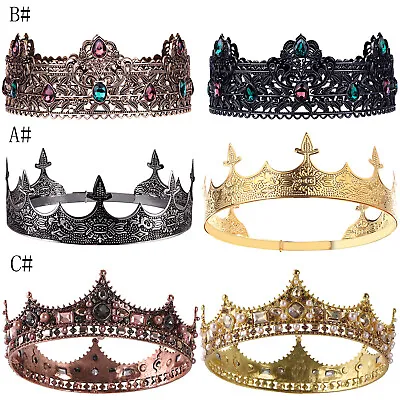 Men's King Crown Royal Medieval Tiara Crown For Prom Party Costume Decorations • $22.20