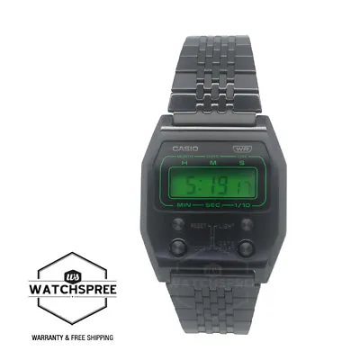 Casio Digital Vintage Black Ion Plated Stainless Steel Band Watch A1100B-1 • $190.41